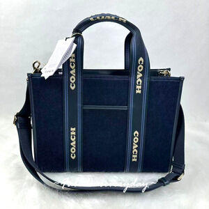 Coach Smith Tote Bag In Regenerative Cotton Crossbody Dark Denim Multi CCL68 NWT